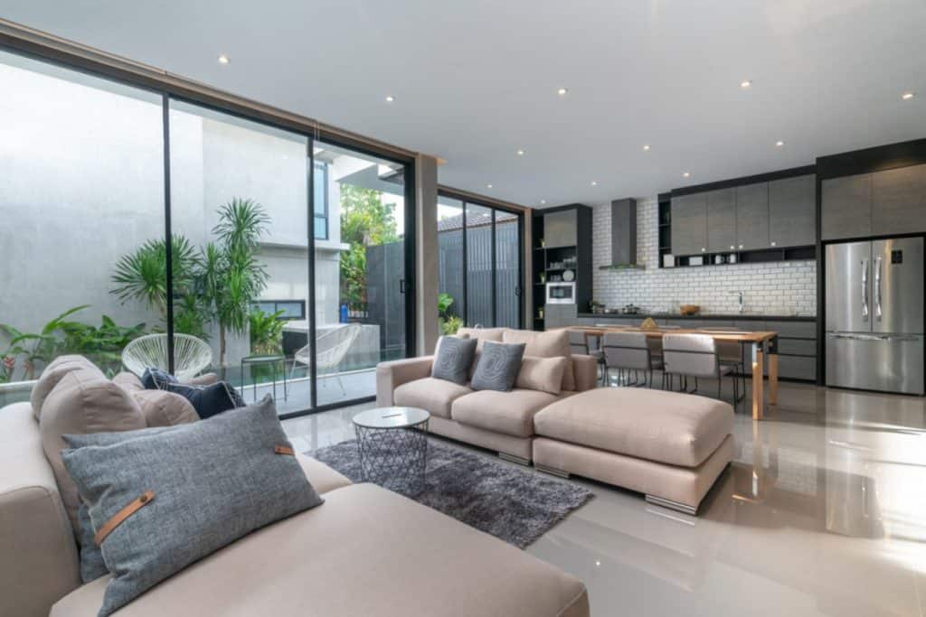 interior home design living room with open kitchen loft house e1653524192112